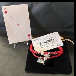 Chanel Collectible Playing Card and leather Wrap Bracelet with 1 CC Charm bundle